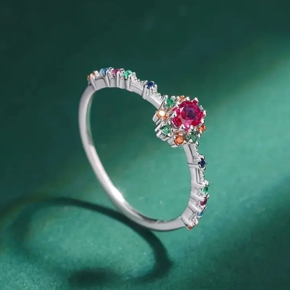 Sterling Silver Multicolor Gemstone Ring